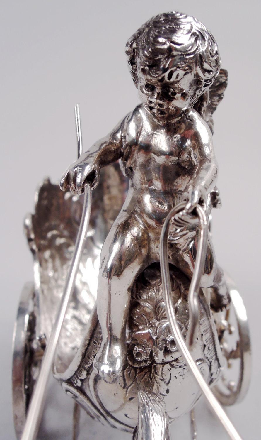 Antique German Silver Rococo Fantasy Goat-Harnessed Cupid Coach For Sale 2