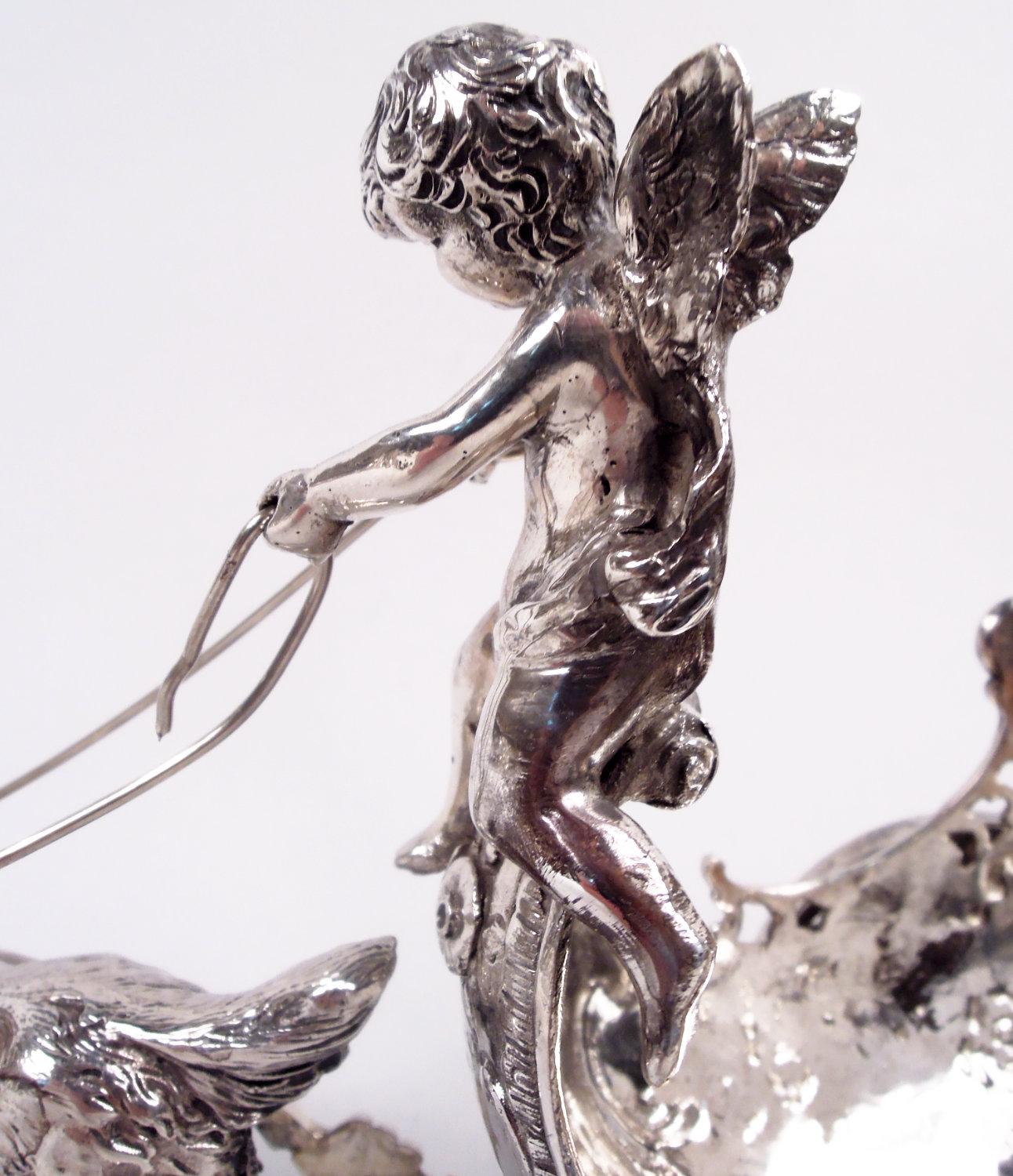 Antique German Silver Rococo Fantasy Goat-Harnessed Cupid Coach For Sale 3