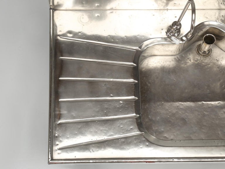 Antique German Silver Sink with Matching Backsplash and Faucets at 1stDibs