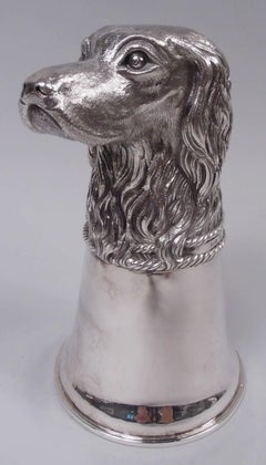 Antique German Silver Spaniel Dog Stirrup Cup