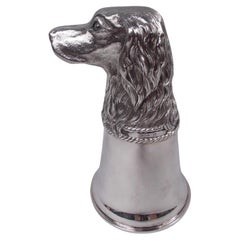 Antike deutsche Silber Spaniel-Hunde-Stirrup-Tasse aus Silber
