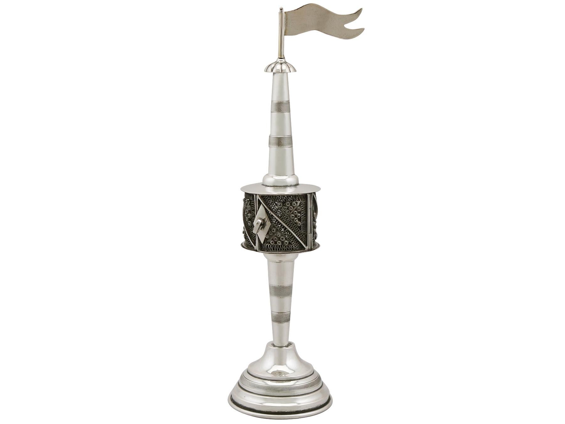 Late 19th Century 1890s German Silver Spice Tower For Sale