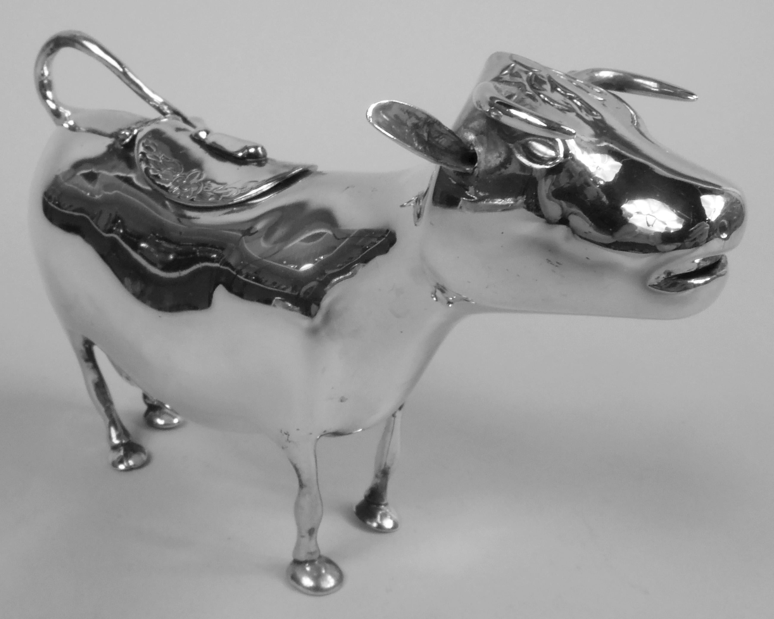Antique German Silver Sweet Beast Cow Creamer   In Good Condition For Sale In New York, NY