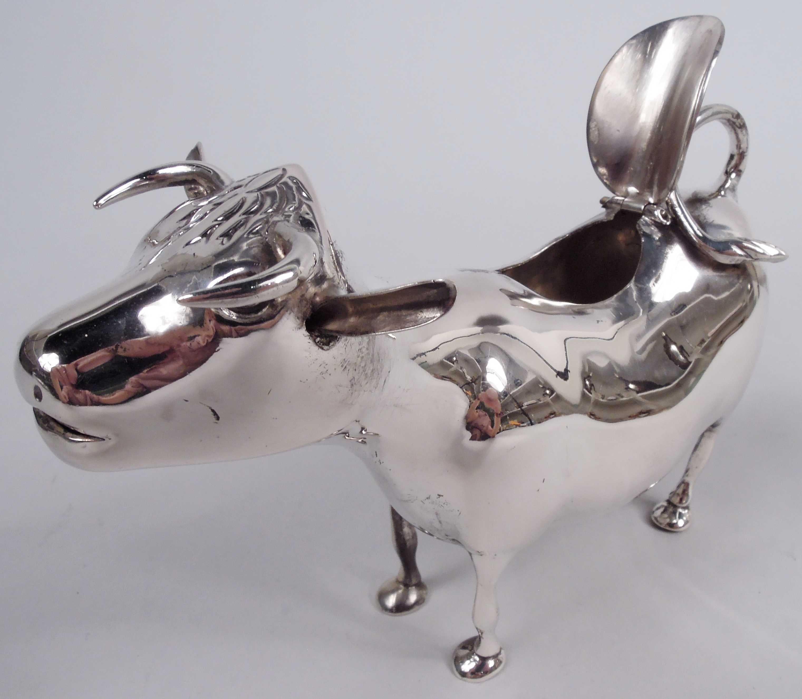 Antique German Silver Sweet Beast Cow Creamer   For Sale 3