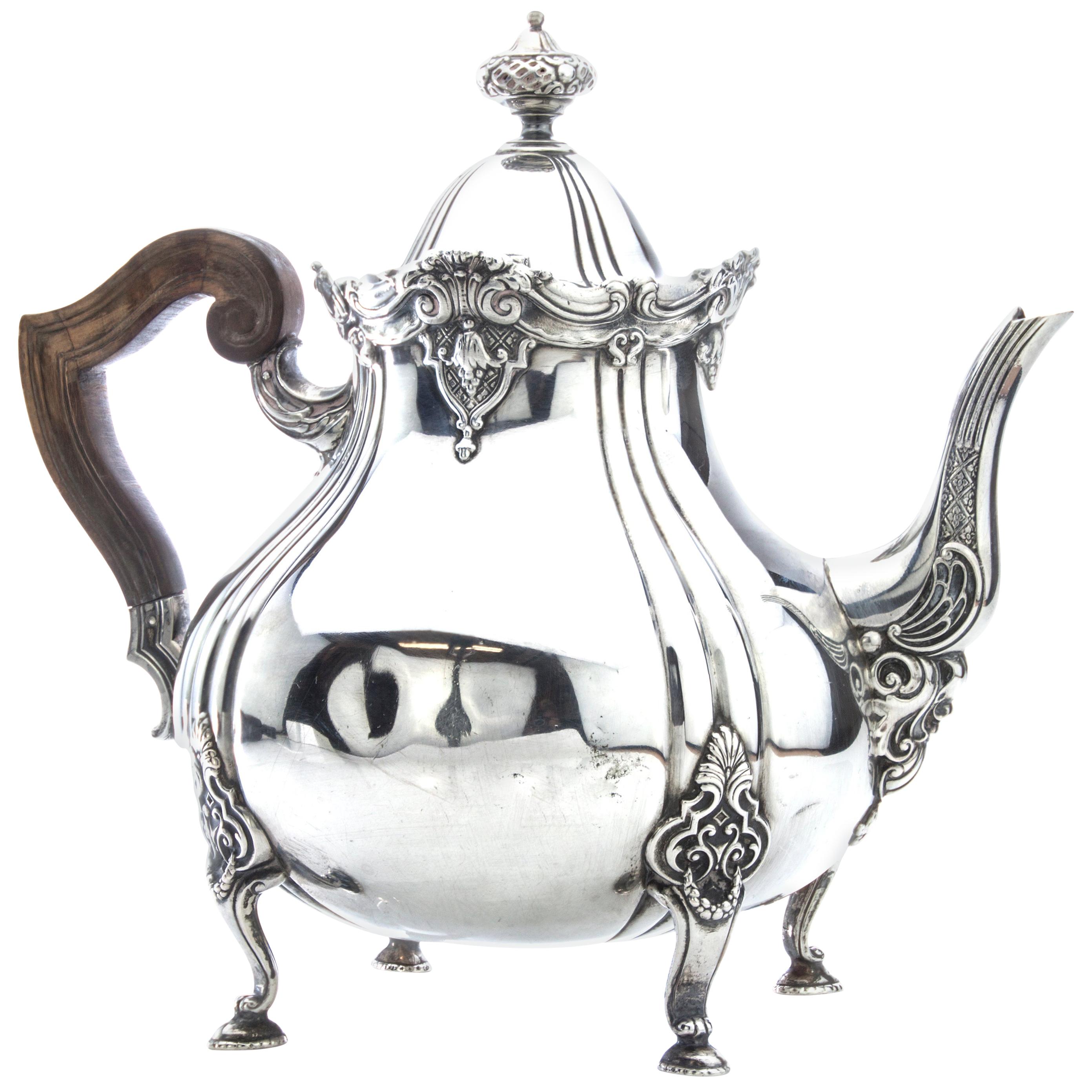Antique German Silver Tea Pot For Sale at 1stDibs