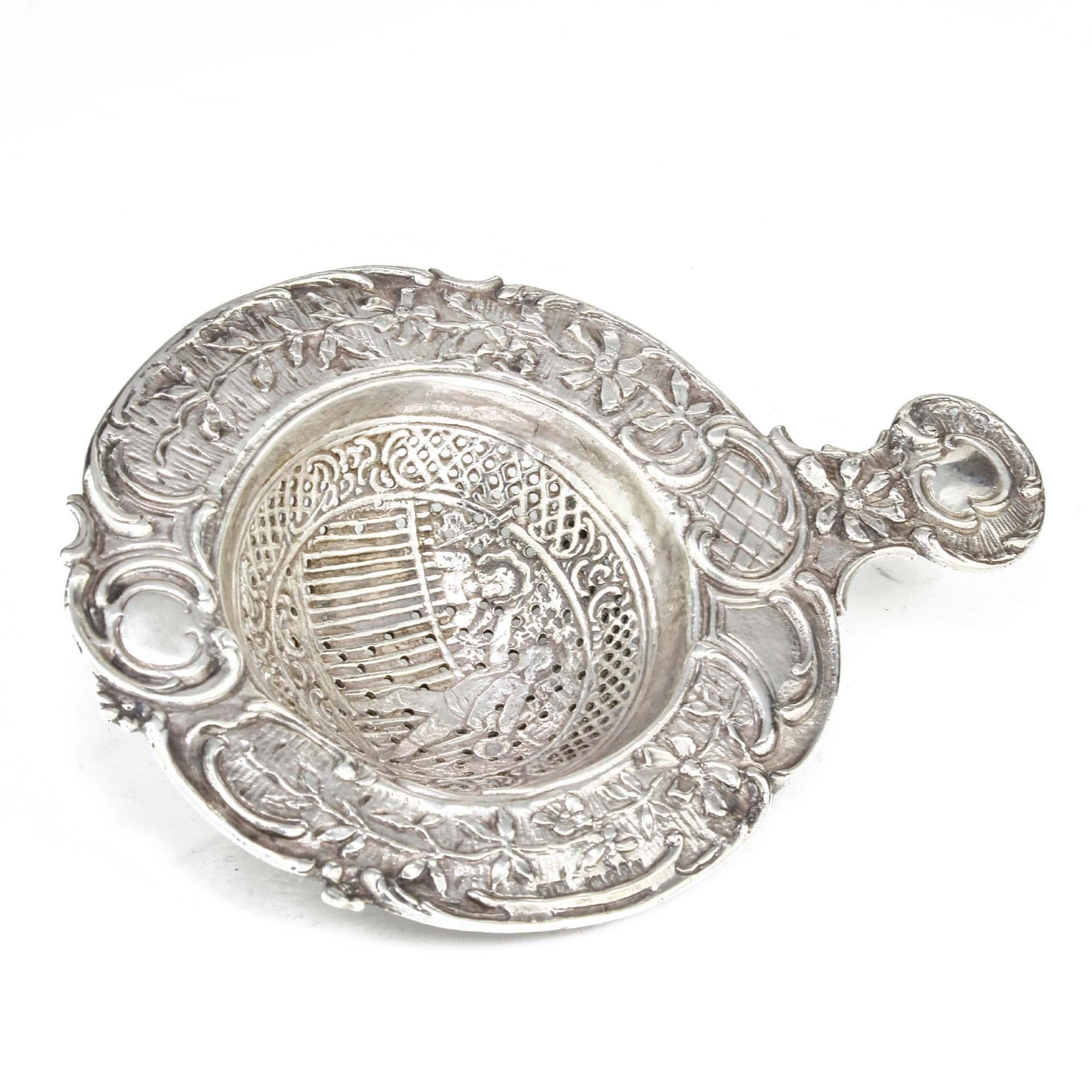 antique tea strainer silver