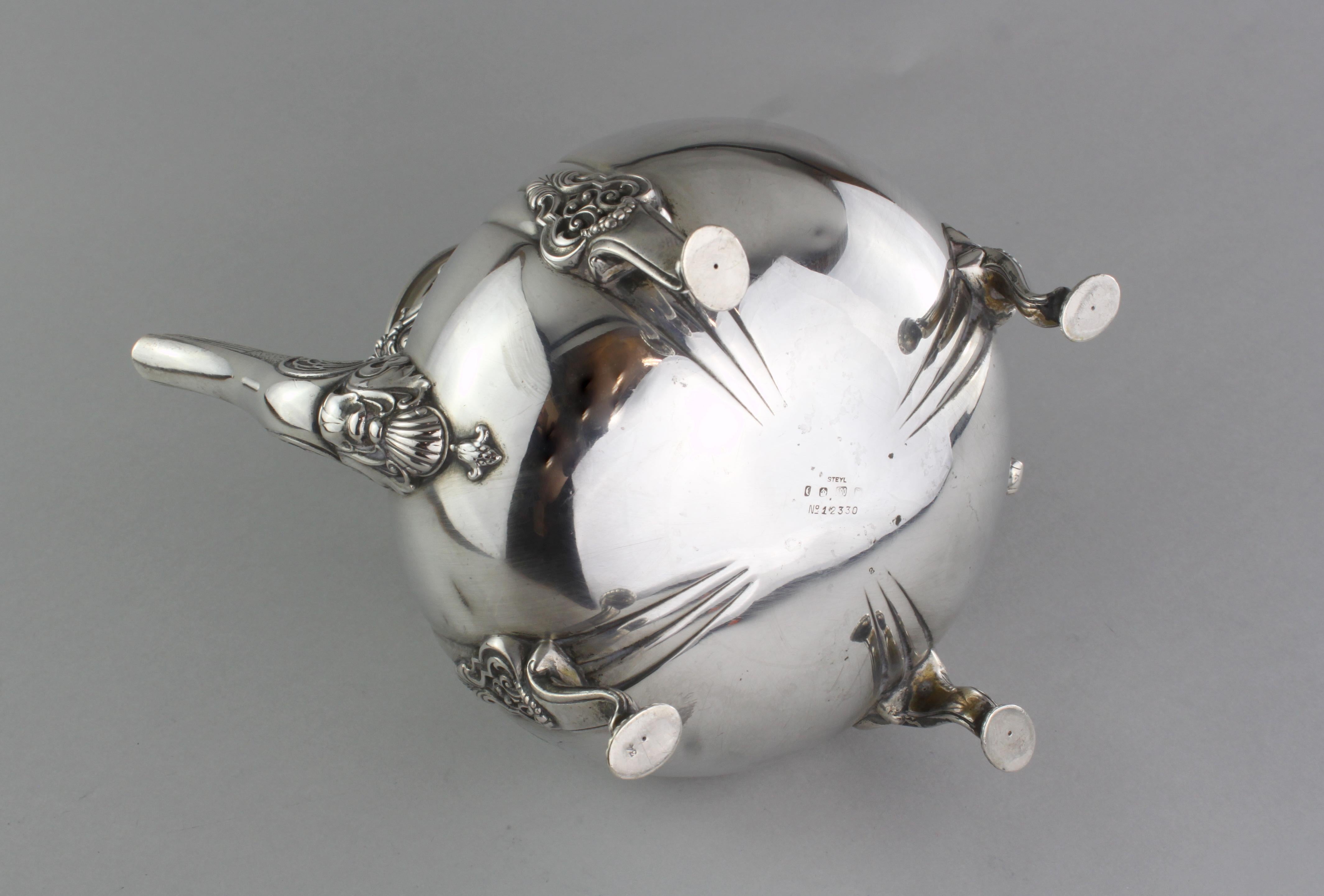 Antique German Silver Teapot, by Carl Steyl, Germany, circa 1910 3