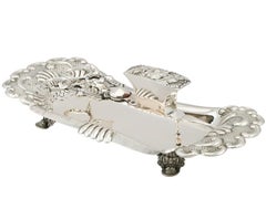 Antique German Silver Wick Trimmers and Snuffer Tray, circa 1825
