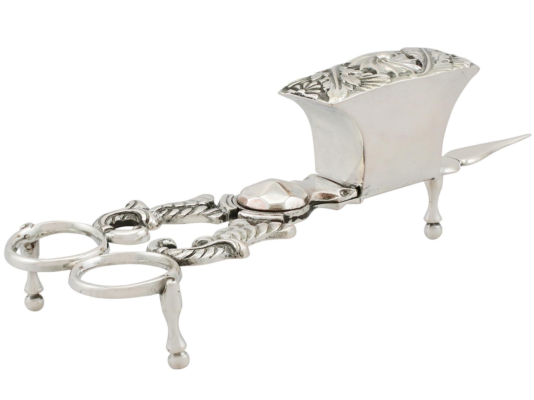Antique German Silver Wick Trimmers and Snuffer Tray, circa 1825 2
