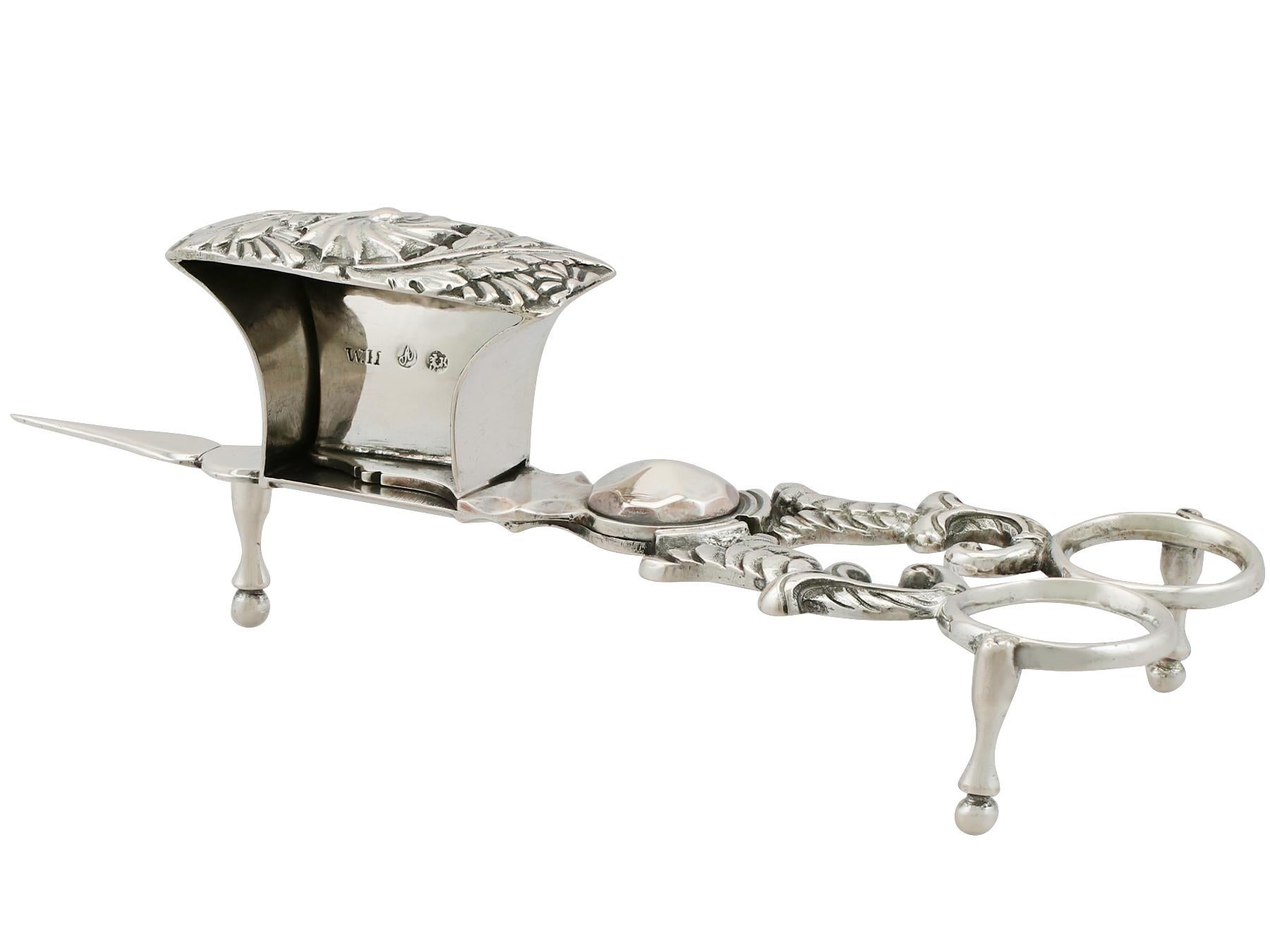 Antique German Silver Wick Trimmers and Snuffer Tray, circa 1825 3