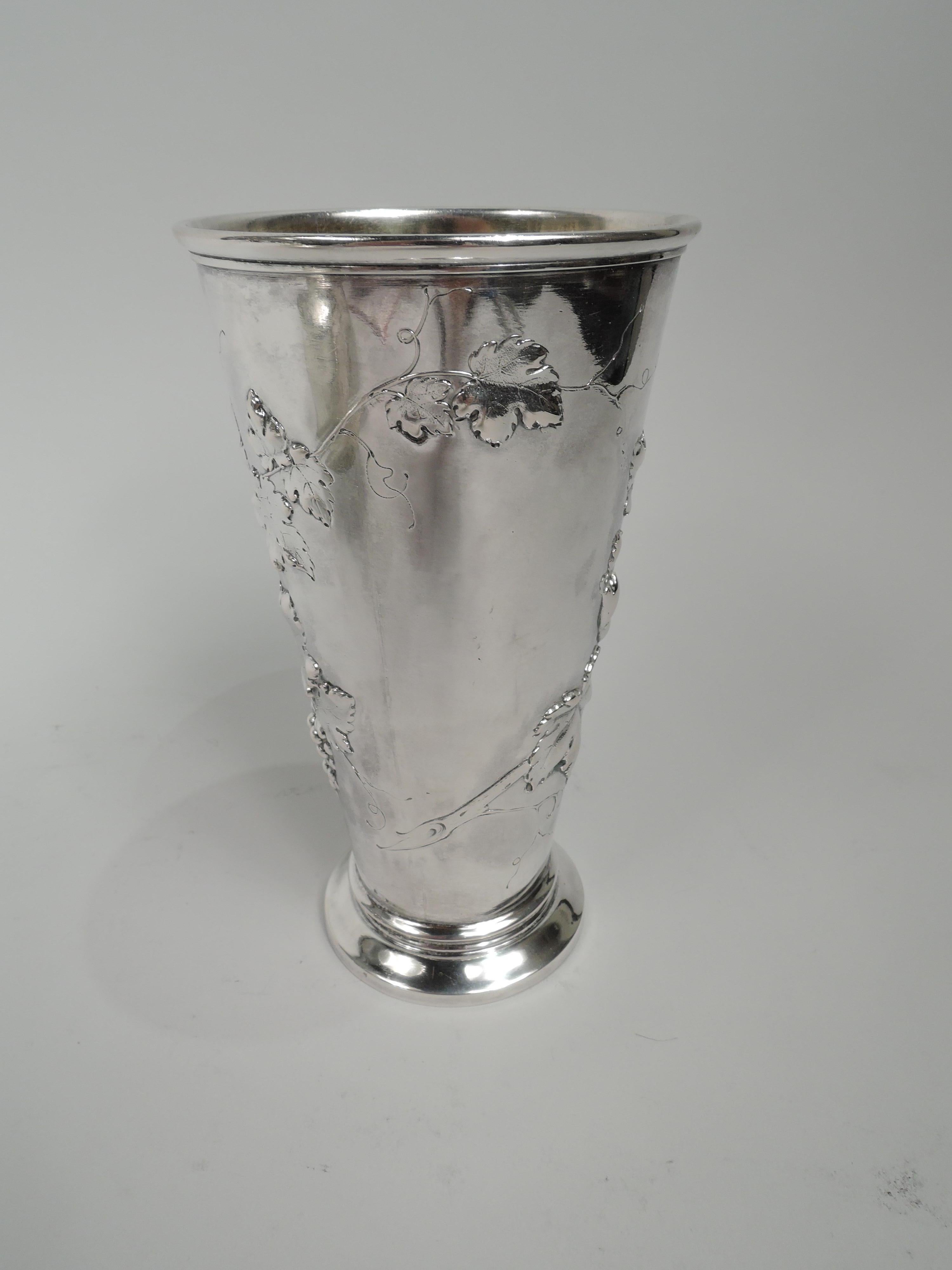 Edwardian Antique German Silver Wine Cup with Fruiting Grapevine
