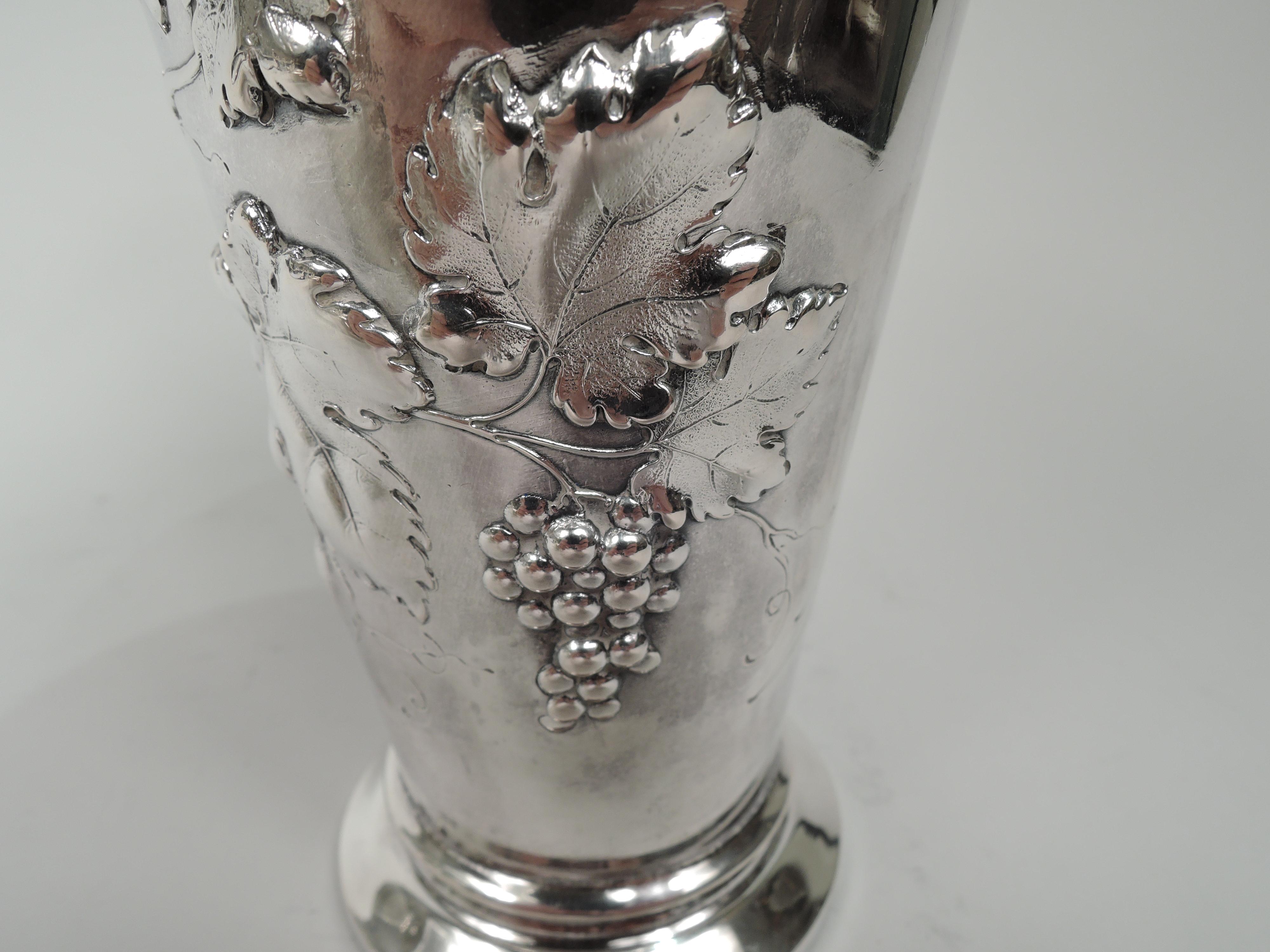 20th Century Antique German Silver Wine Cup with Fruiting Grapevine