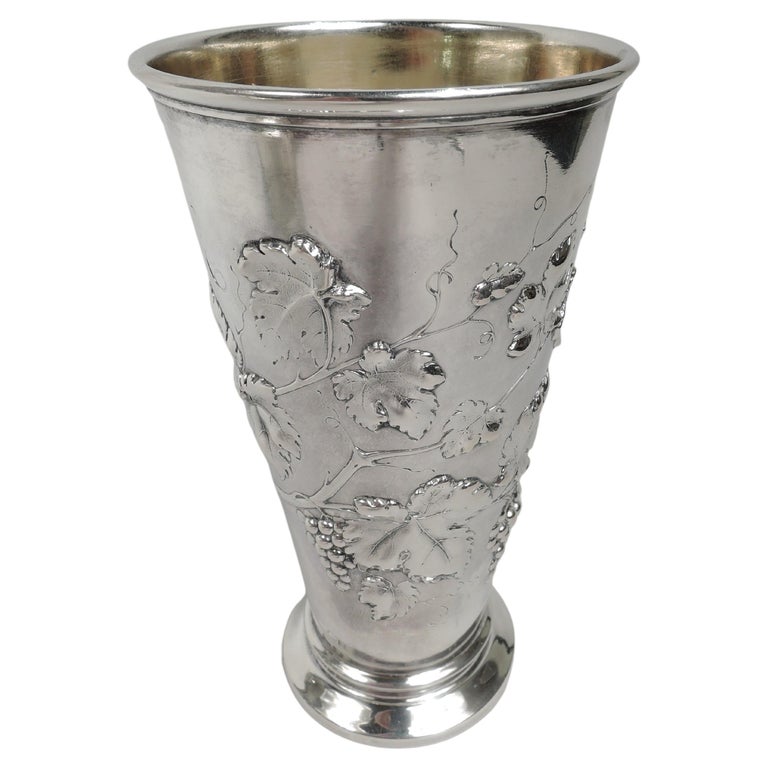 Antique German Silver Wine Cup with Fruiting Grapevine For Sale at 1stDibs