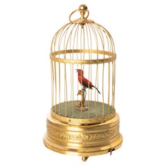 Antique German Singing Bird in a Cage Music Box Automaton by Karl Griesbaum 1930