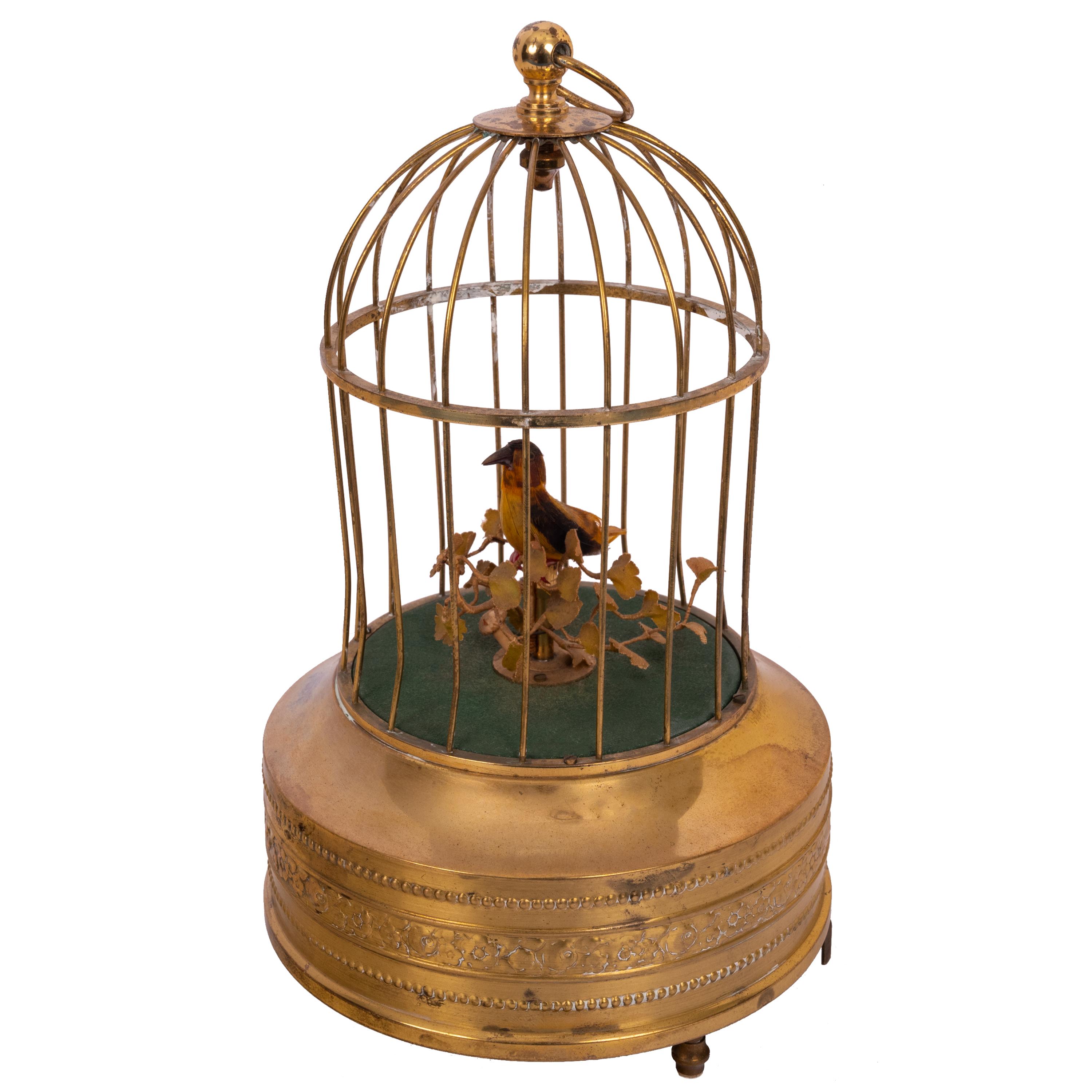 Antique German Singing Bird in a Cage Music Box Automaton Karl Griesbaum 1930 In Good Condition In Portland, OR