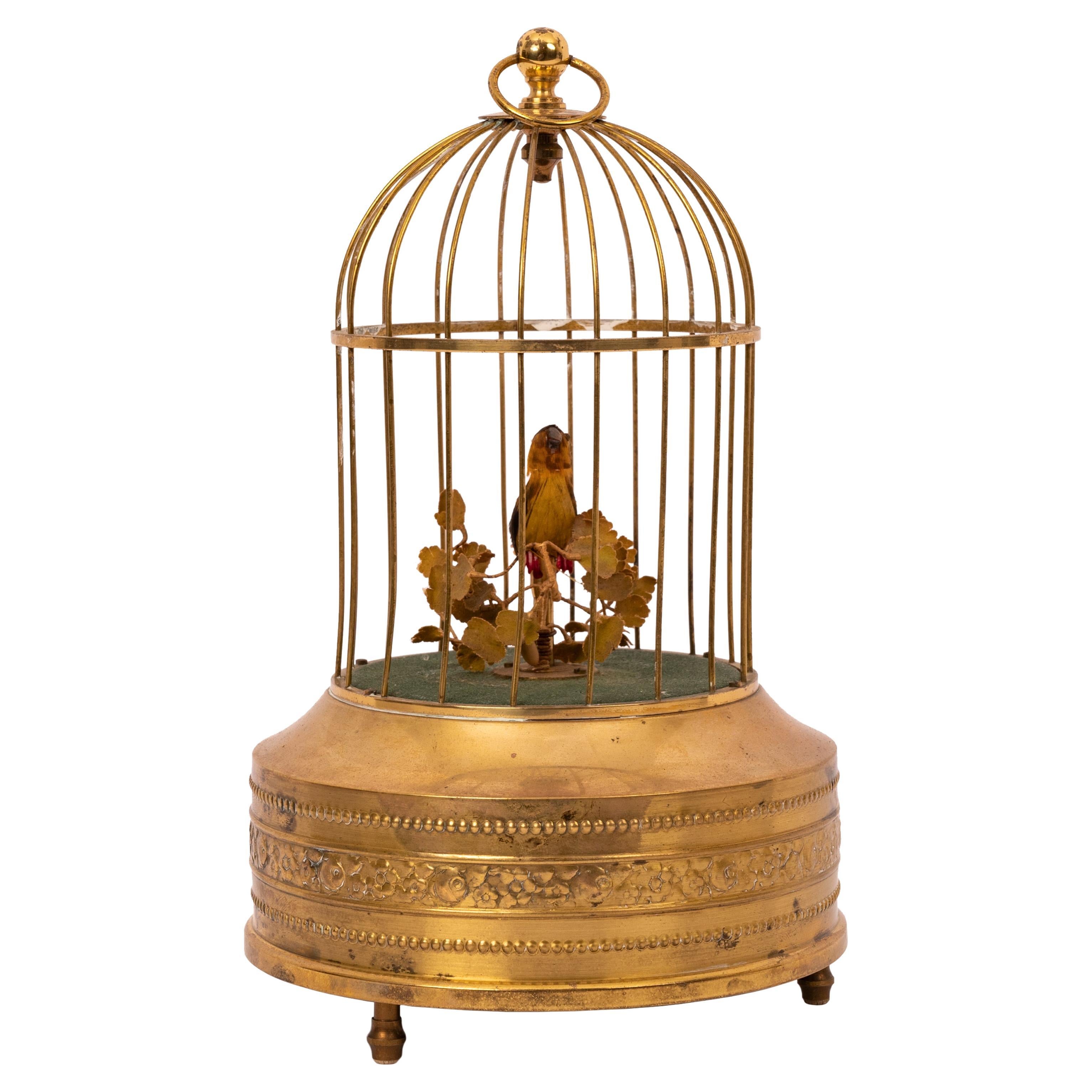 Antique German Singing Bird in a Cage Music Box Automaton Karl Griesbaum 1930