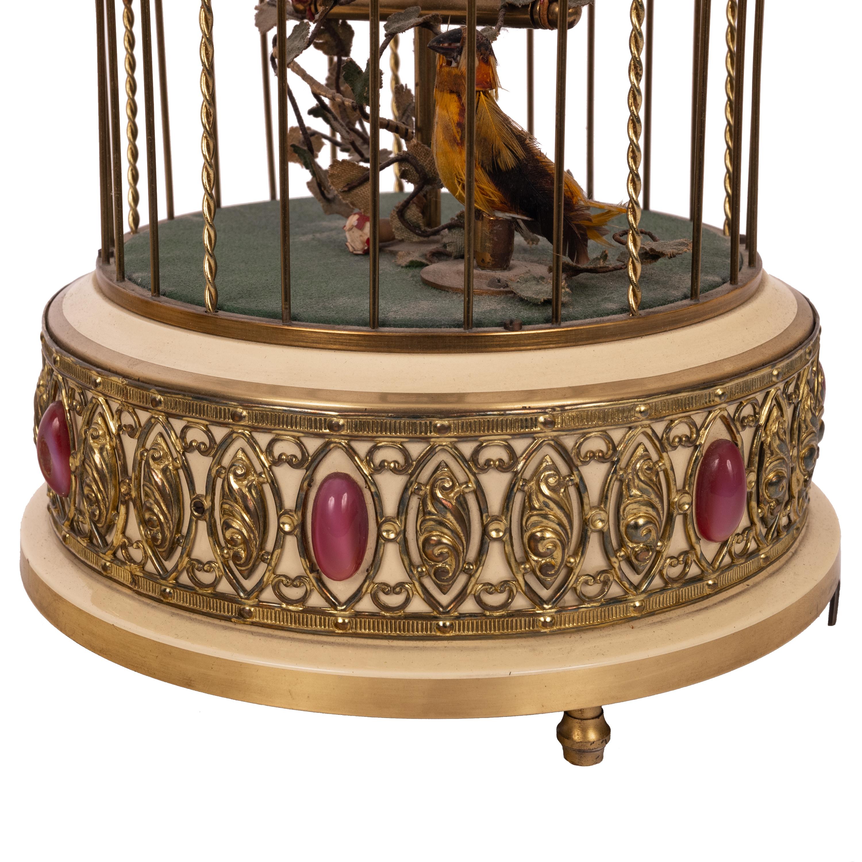 Antique German Singing Twin Bird Cage Music Box Automaton Karl Griesbaum 1950 In Good Condition In Portland, OR