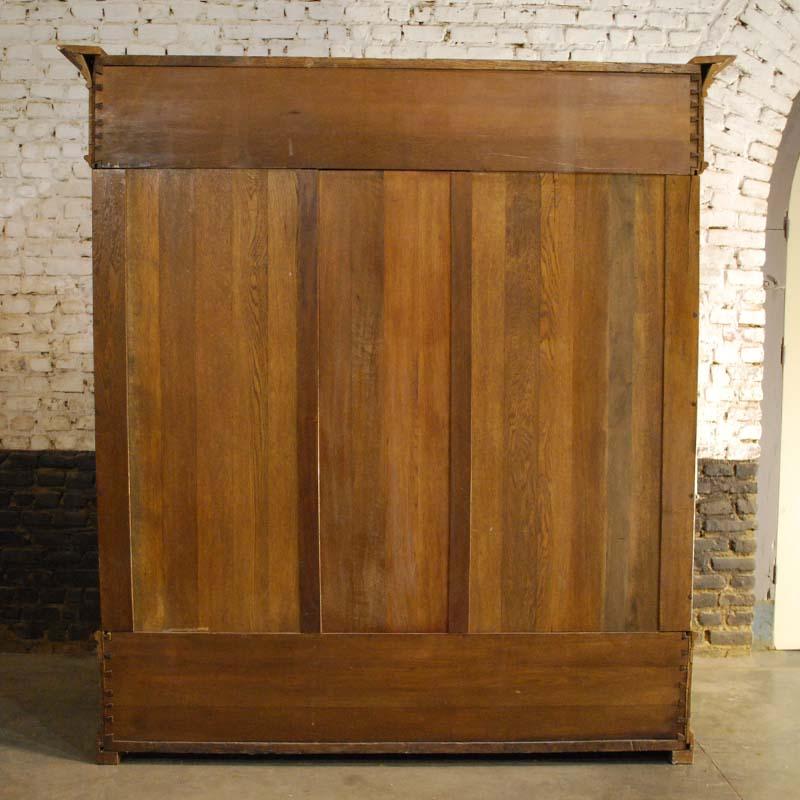 Antique German Solid Oak Wardrobe Cabinet in Honey Color 3