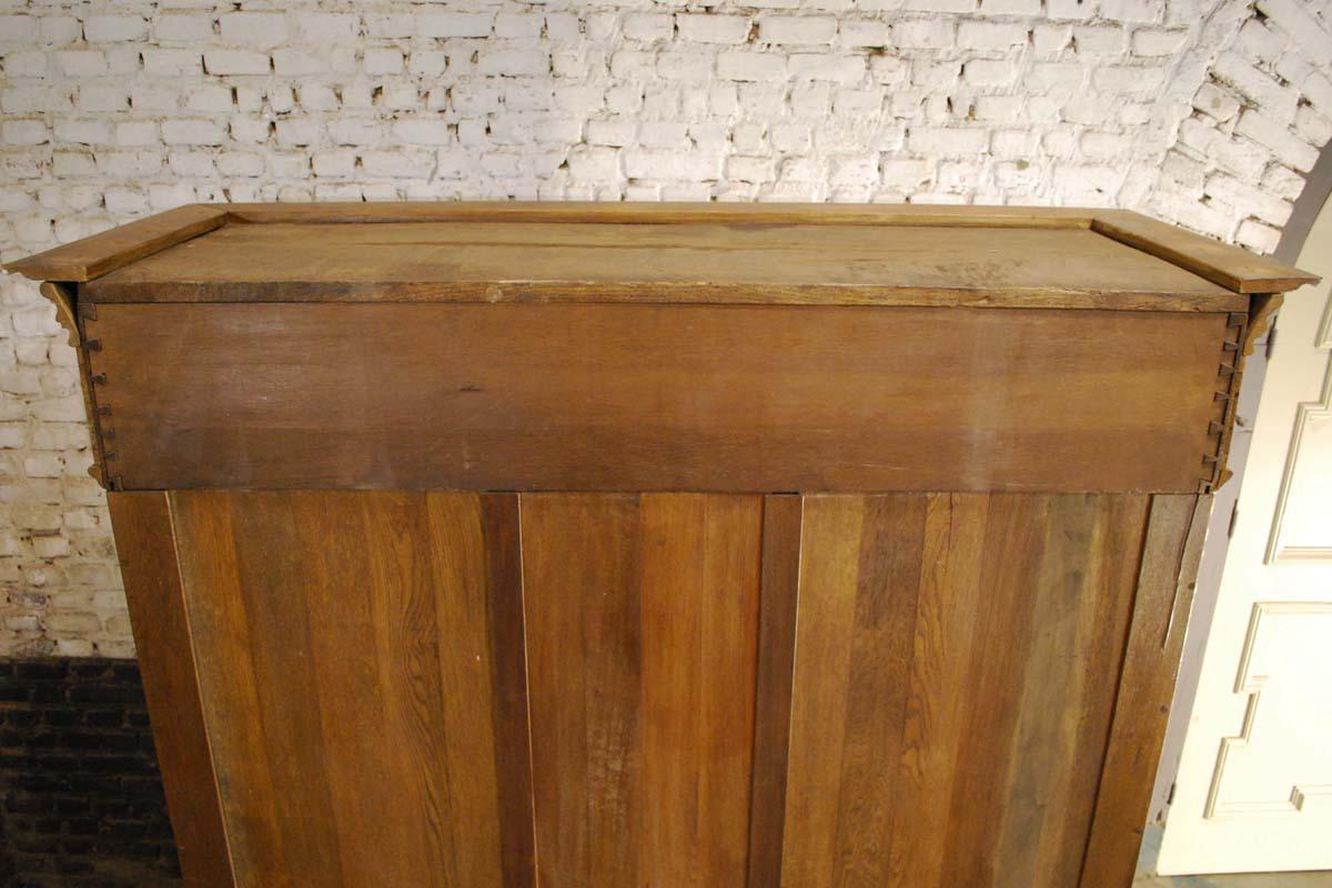 Antique German Solid Oak Wardrobe Cabinet in Honey Color 4