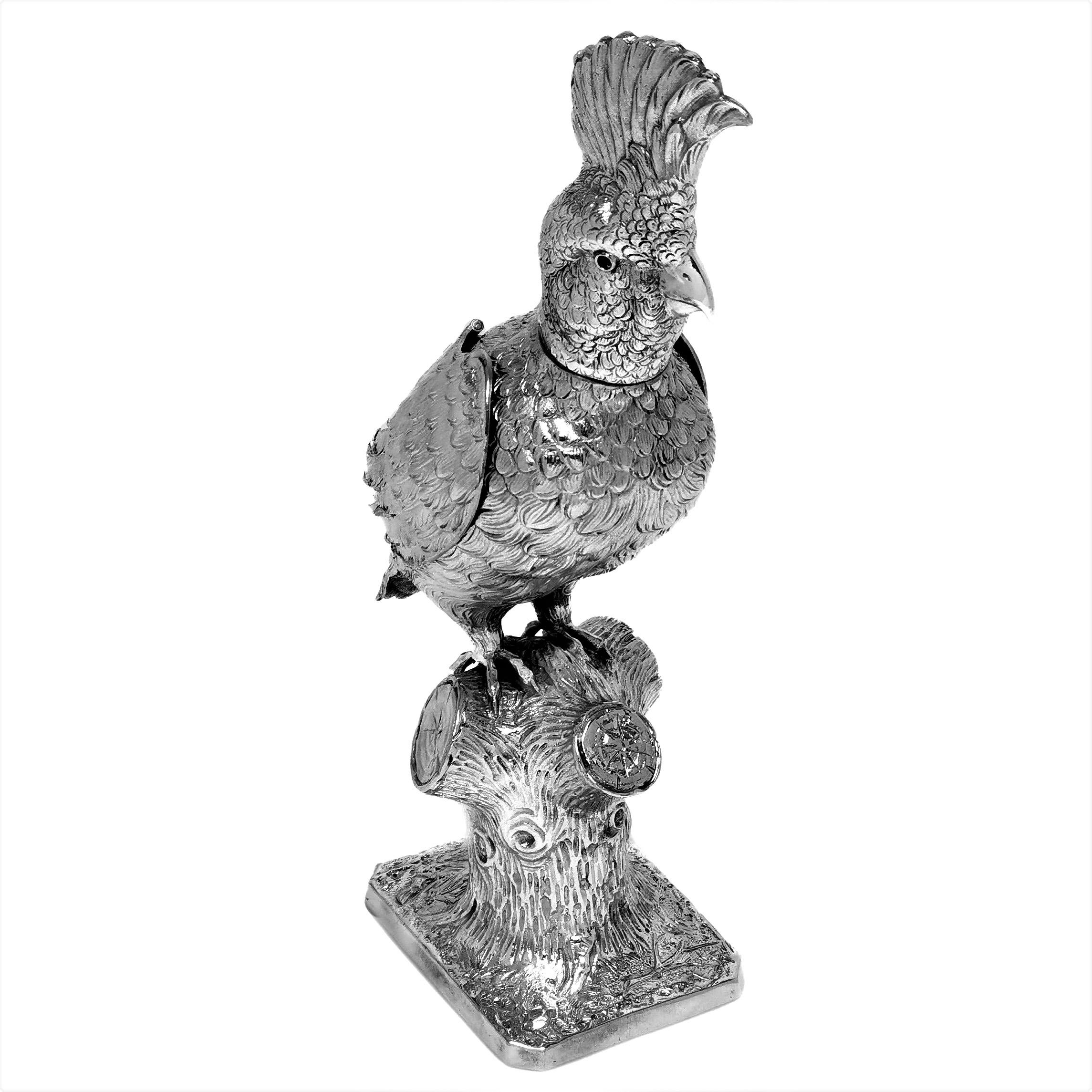 PARROT~SILVER PLATED FIGURINE MADE WITH BEST~*~AUSTRIAN CRYSTALS~*~ 