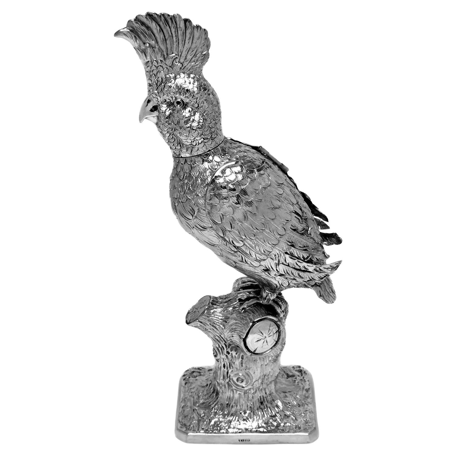 Antique German Solid Silver Cockatoo Parrot Bird Model Figurine c. 1920