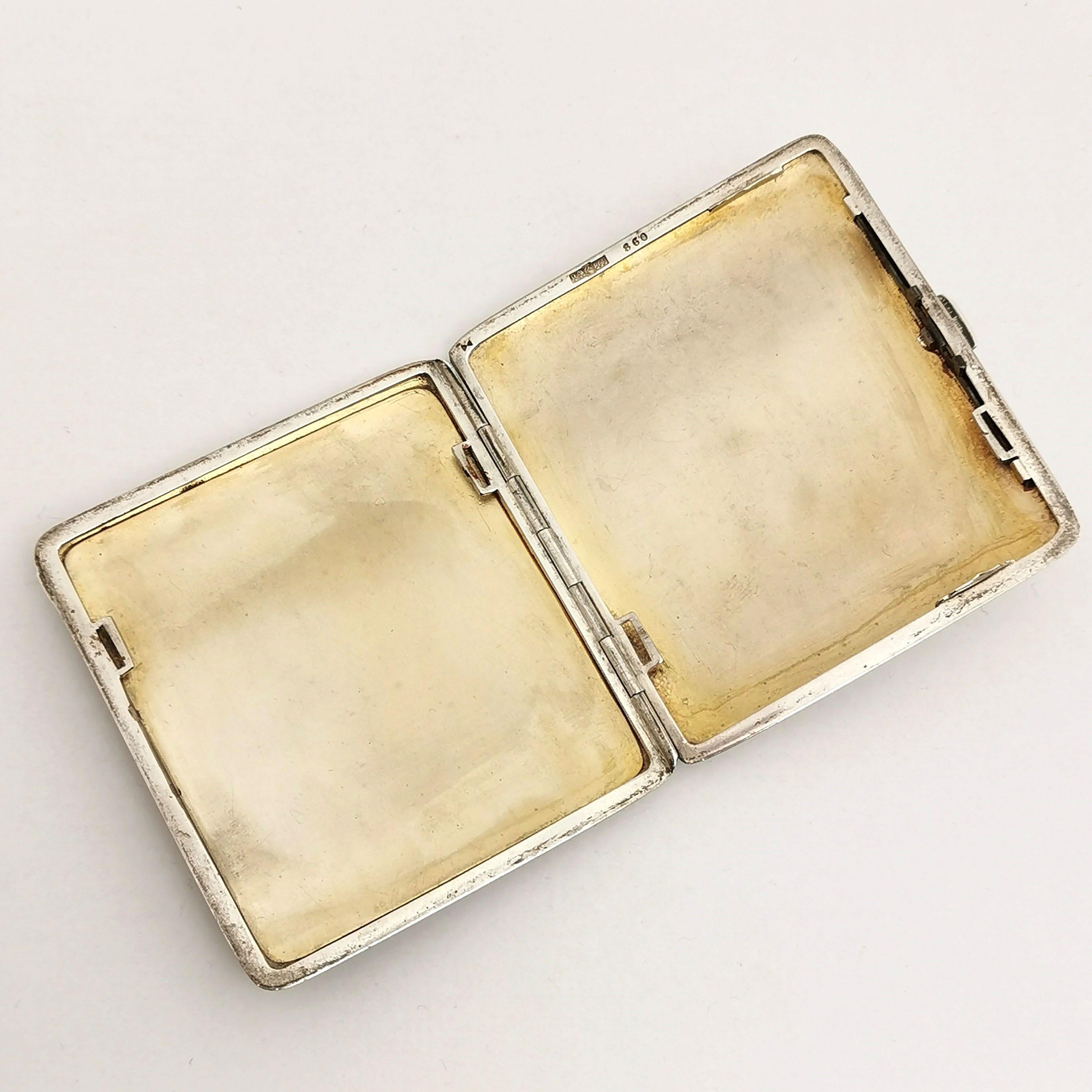 Antique German Solid Silver and Enamel Erotic Cigarette Case c. 1900 For Sale 2