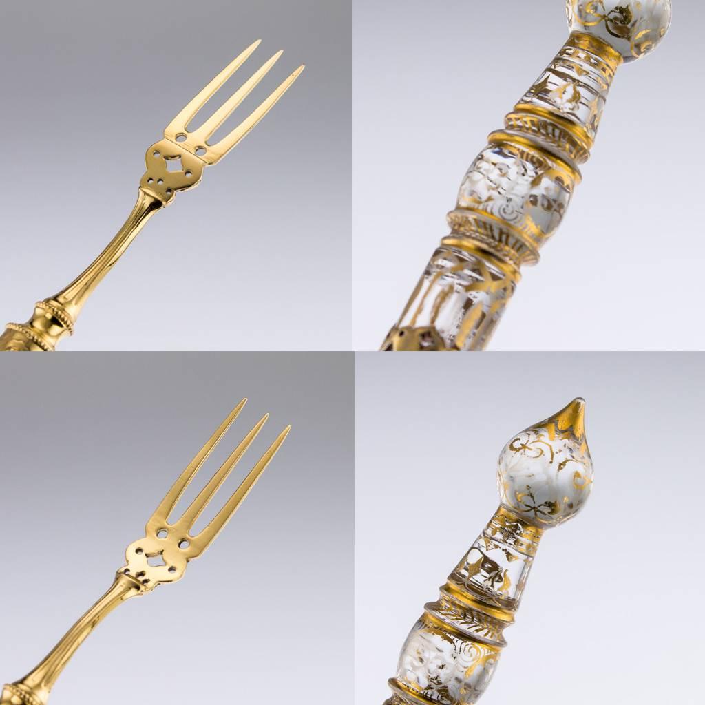 Antique German Solid Silver-Gilt and Moser Glass Cutlery Service, circa 1880 6