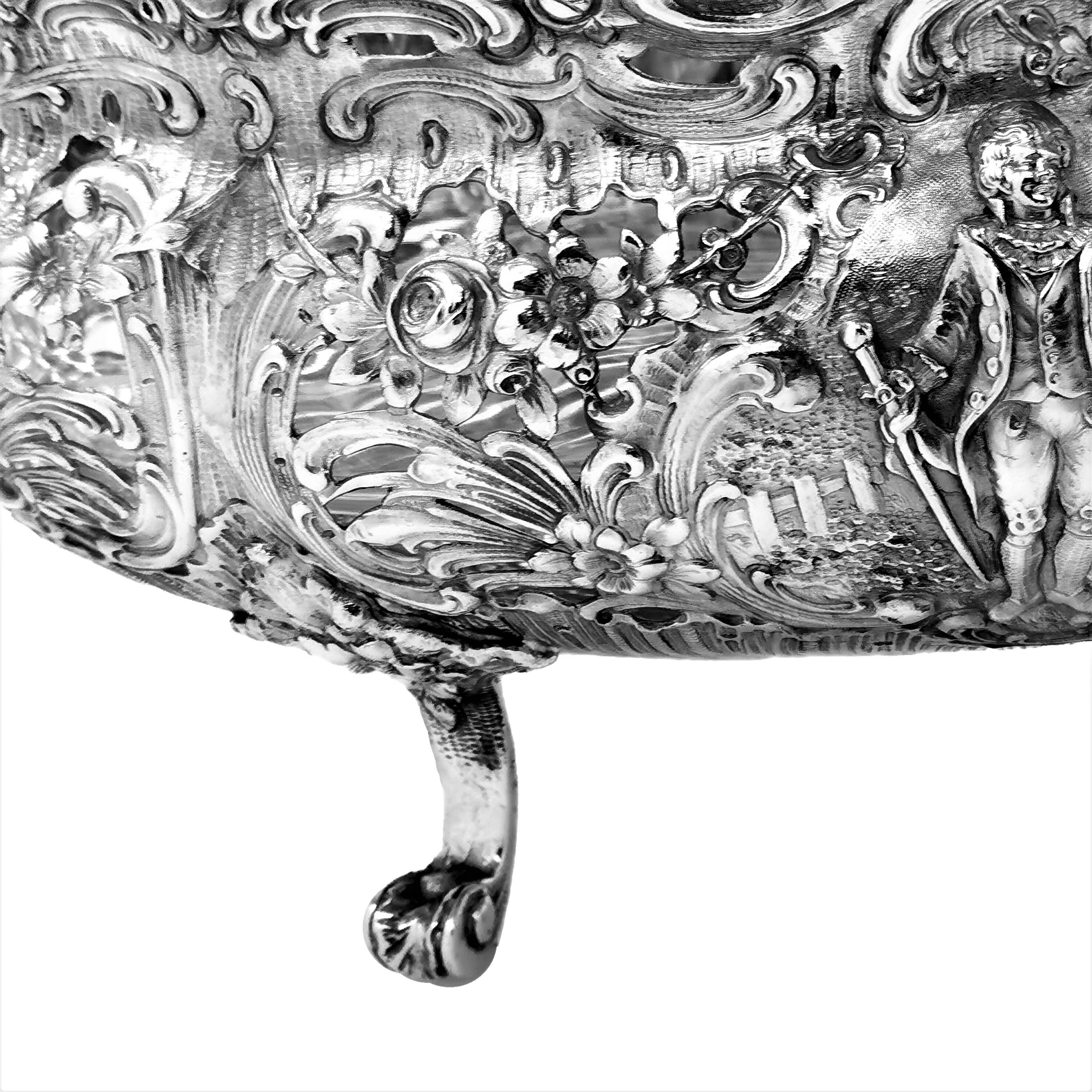 Antique German Solid Silver & Glass Dish / Bowl / Jardinière, c. 1900 6