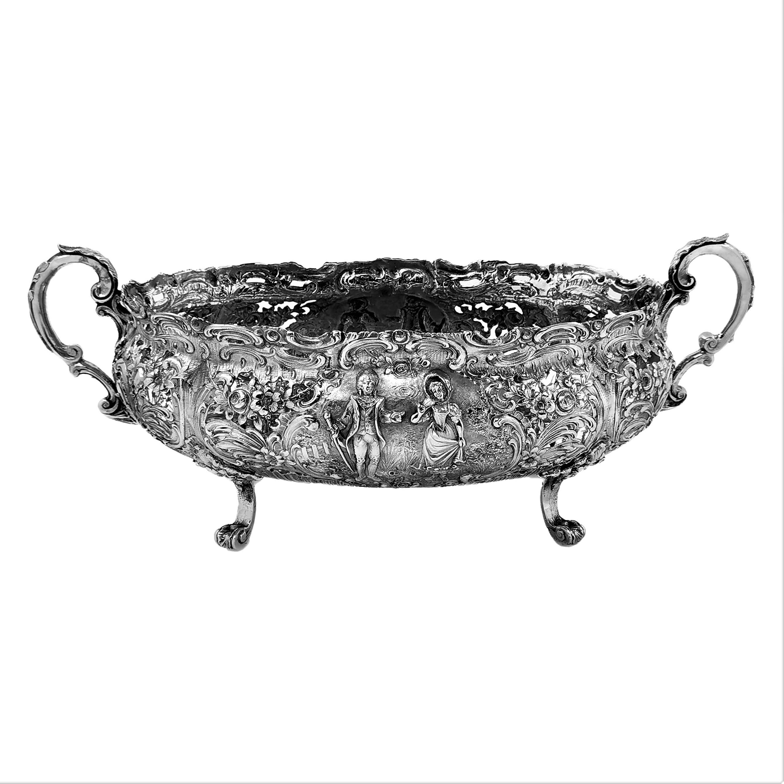 Antique German Solid Silver & Glass Dish / Bowl / Jardinière, c. 1900 1
