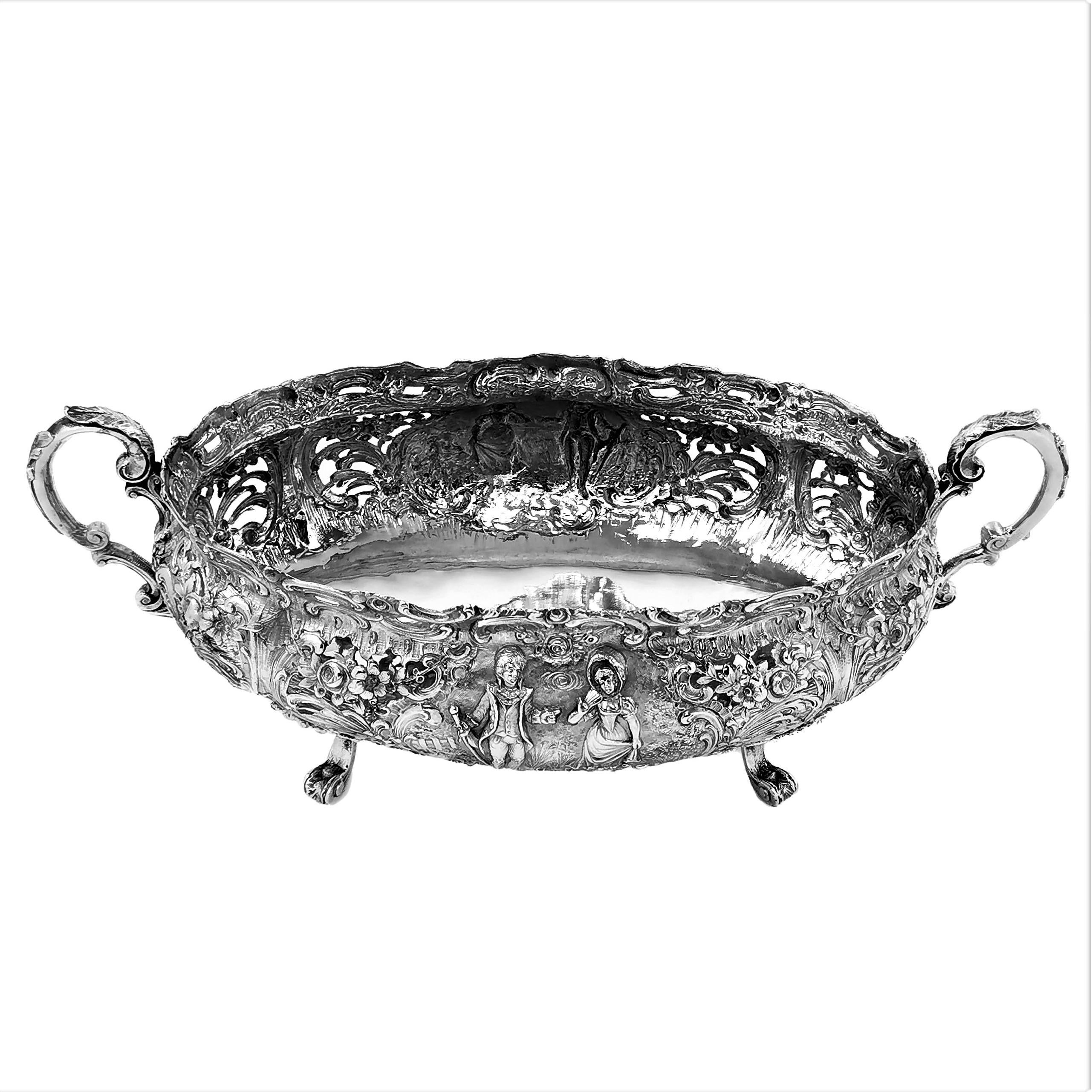 Antique German Solid Silver & Glass Dish / Bowl / Jardinière, c. 1900 2