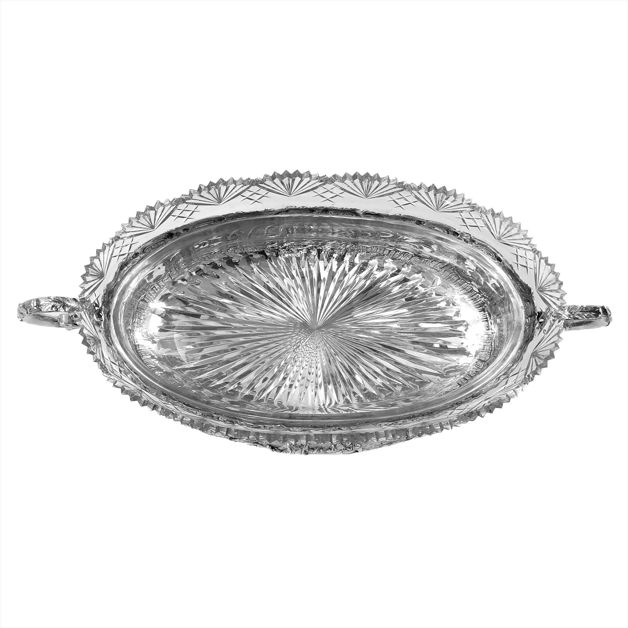 Antique German Solid Silver & Glass Dish / Bowl / Jardinière, c. 1900 3
