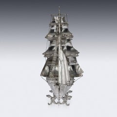 Antique German Solid Silver Impressive Large Neff Galleon Ship, circa 1930