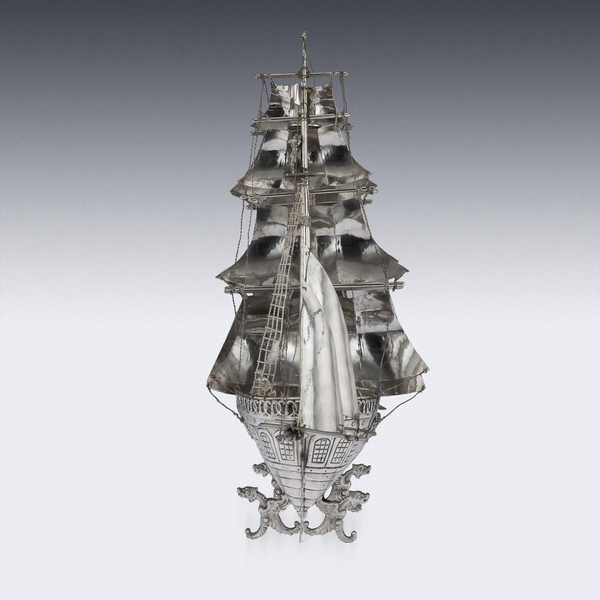 Antique 20th century German very impressive solid silver model of a ship, called a 