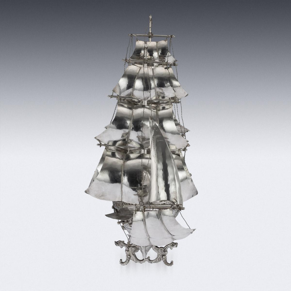 20th Century Antique German Solid Silver Impressive Large Neff Galleon Ship, circa 1930