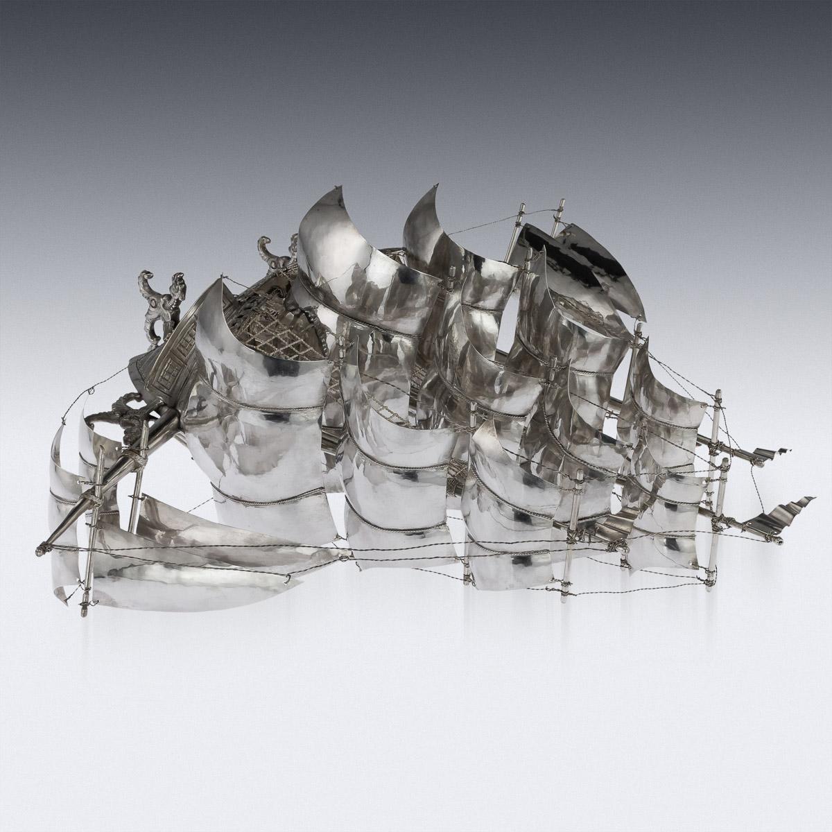 Antique German Solid Silver Impressive Large Neff Galleon Ship, circa 1930 2