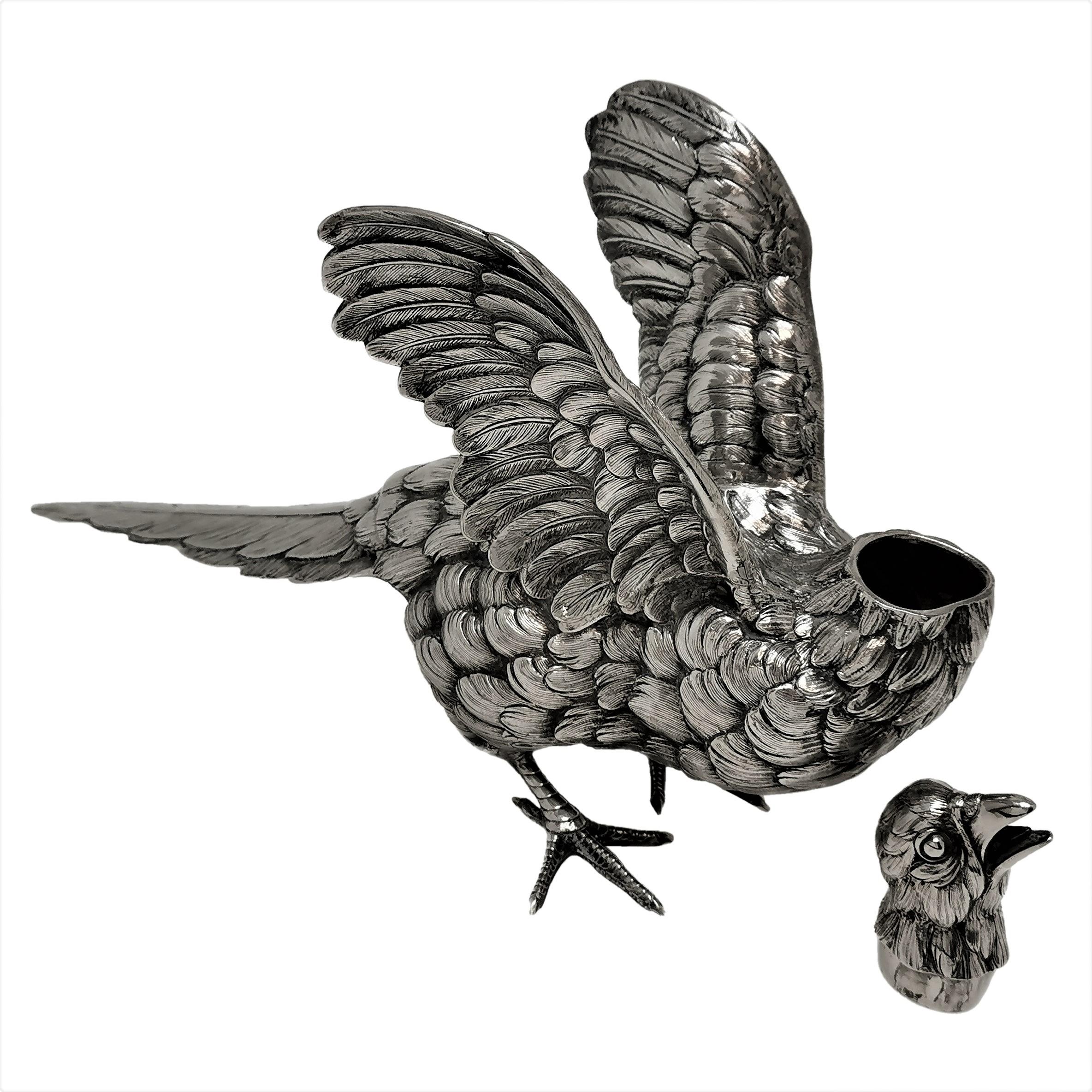 Antique German Solid Silver Pheasant Bird Model Figurine, c. 1900 4