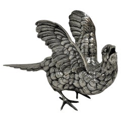 Antique German Solid Silver Pheasant Bird Model Figurine, c. 1900
