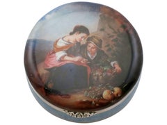 Antike deutsche Schminktischschachtel aus Sterlingsilber und Emaille