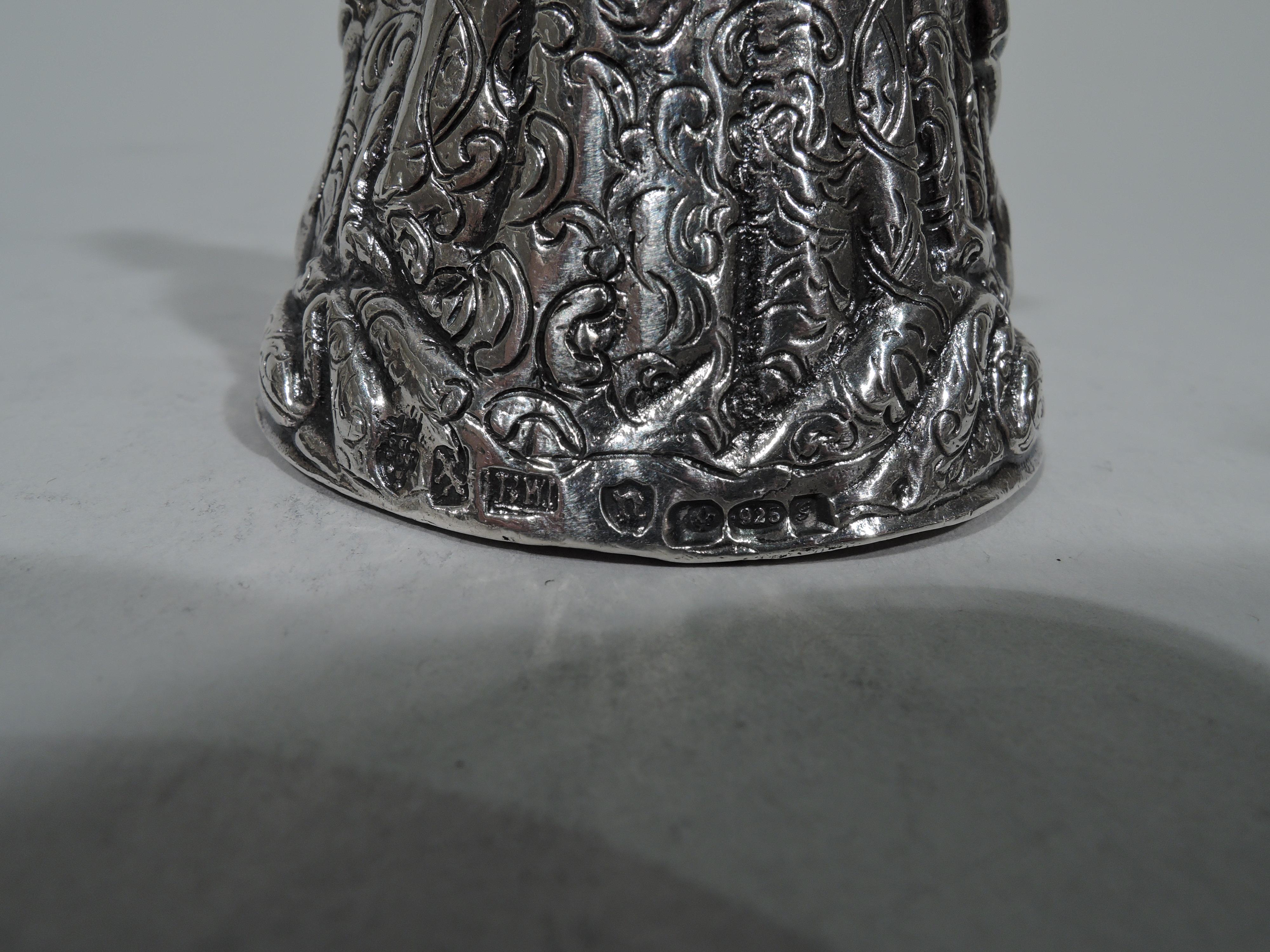 Antique German Sterling Silver Belle Bell with English Import Marks In Good Condition In New York, NY