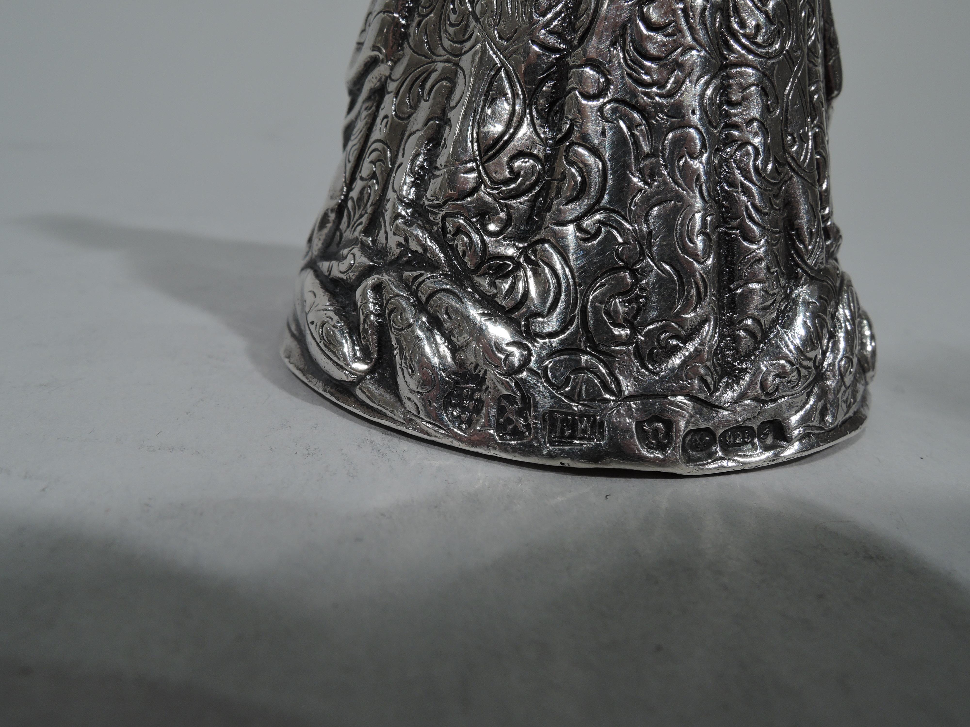 Early 20th Century Antique German Sterling Silver Belle Bell with English Import Marks