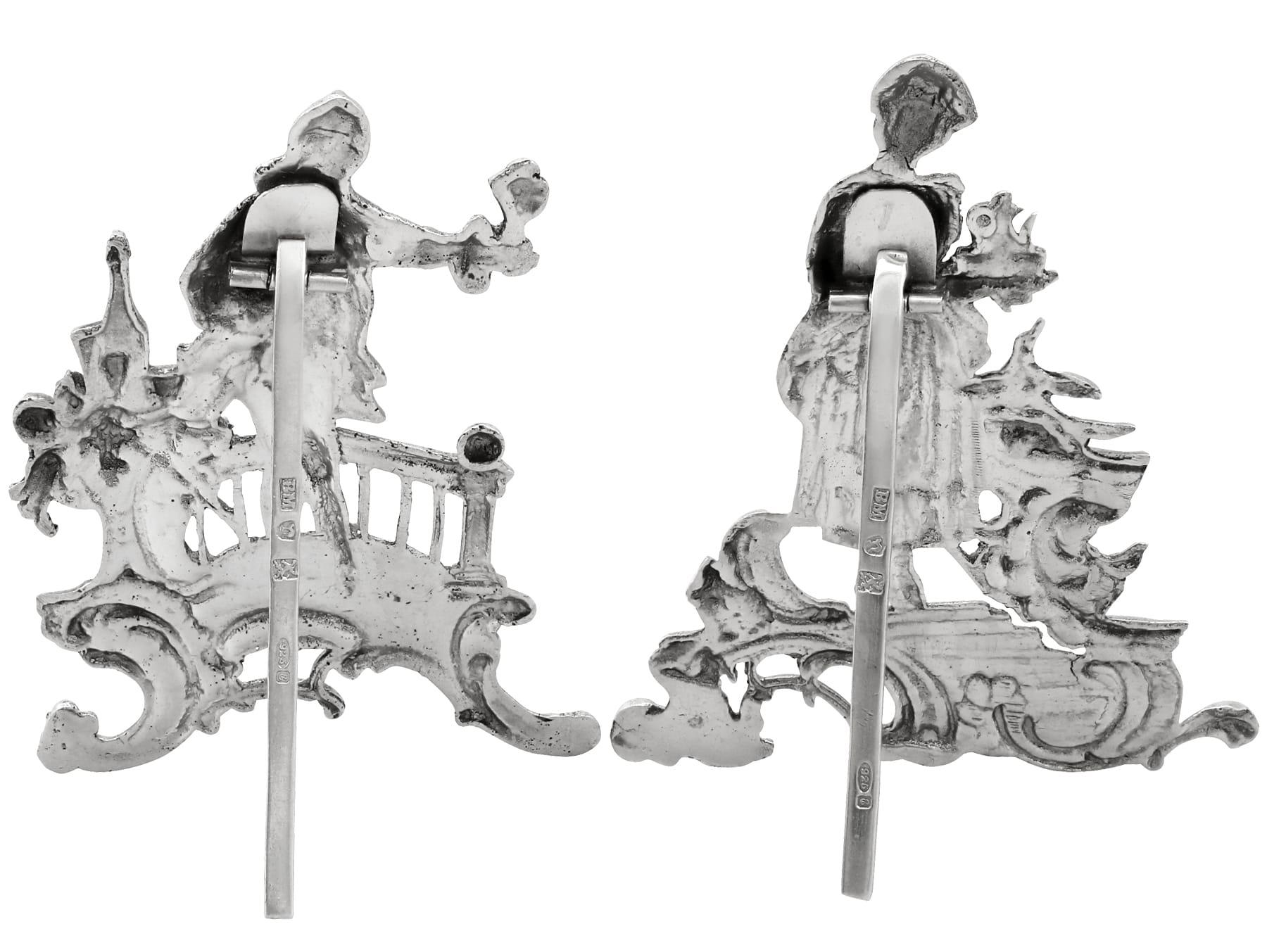 Early 20th Century Antique German Sterling Silver Card and Menu Holders For Sale
