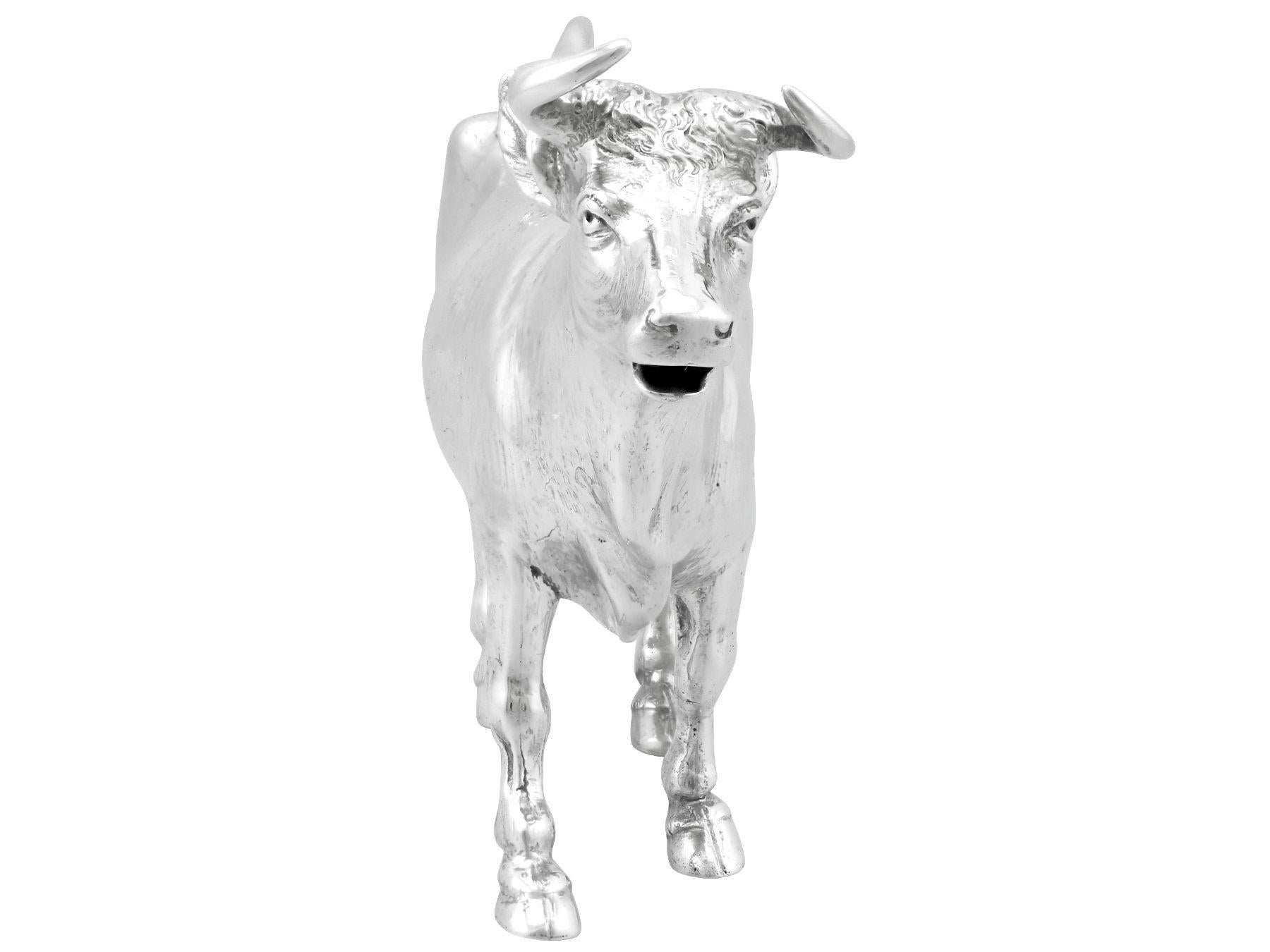 Early 20th Century Antique German Sterling Silver Cow Creamer