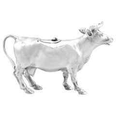 Crémier allemand ancien en argent sterling en forme de vache