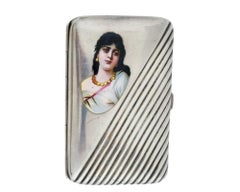 Antique German Sterling Silver Enamel Cigarette Case