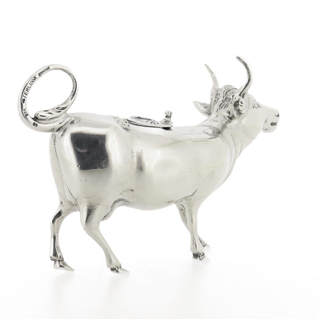 Antique German Sterling Silver Figural Cow Creamer or Milk Pitcher For Sale 6