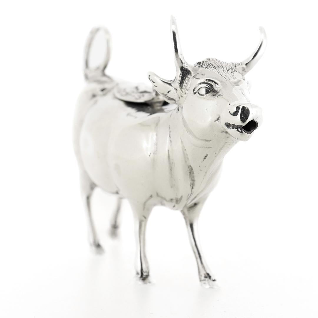 Antique German Sterling Silver Figural Cow Creamer or Milk Pitcher For Sale 8