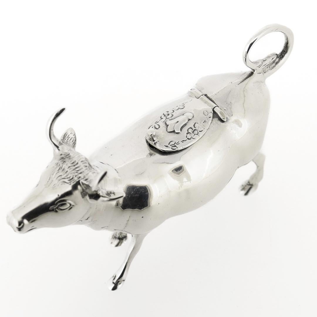 Antique German Sterling Silver Figural Cow Creamer or Milk Pitcher For Sale 10