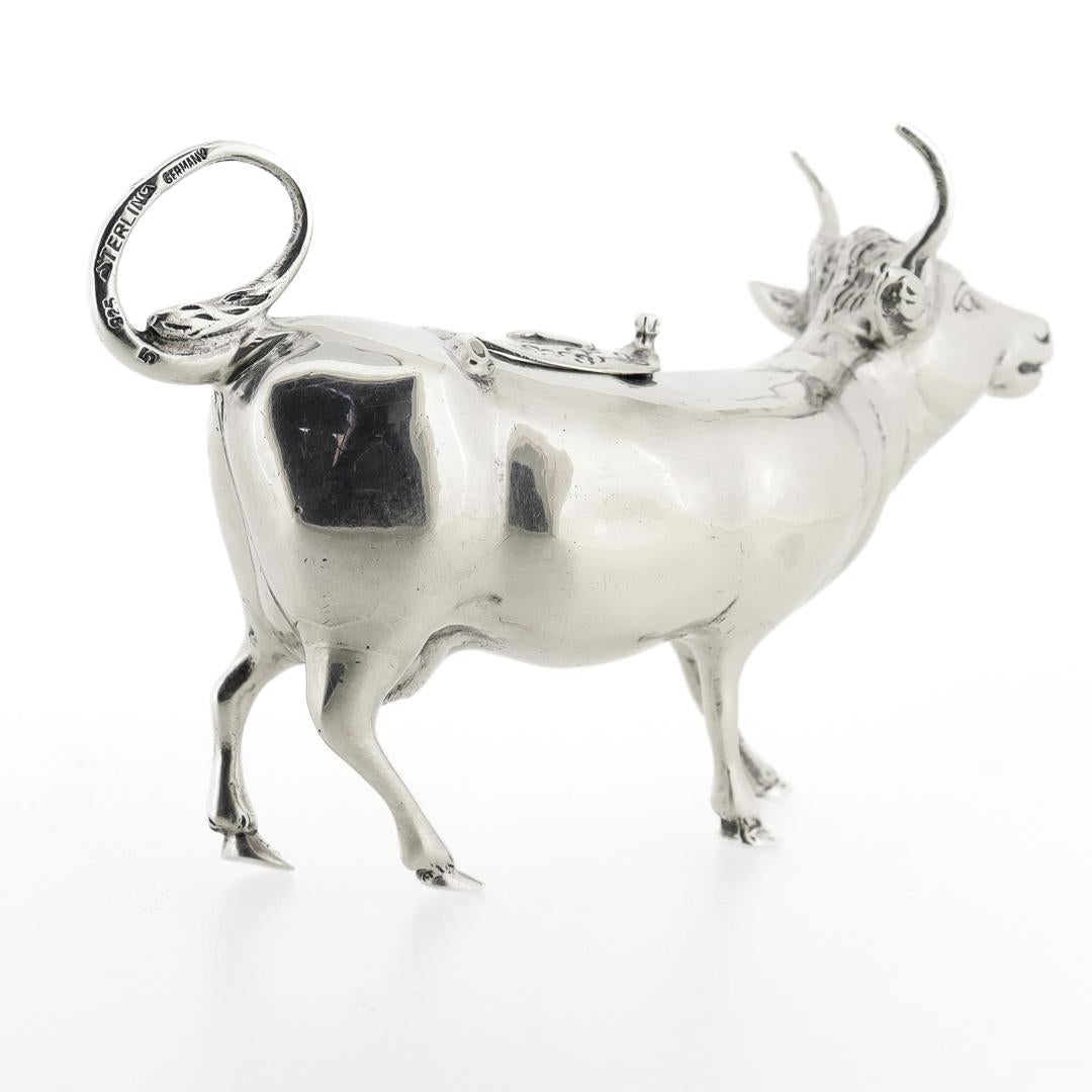Antique German Sterling Silver Figural Cow Creamer or Milk Pitcher For Sale 12