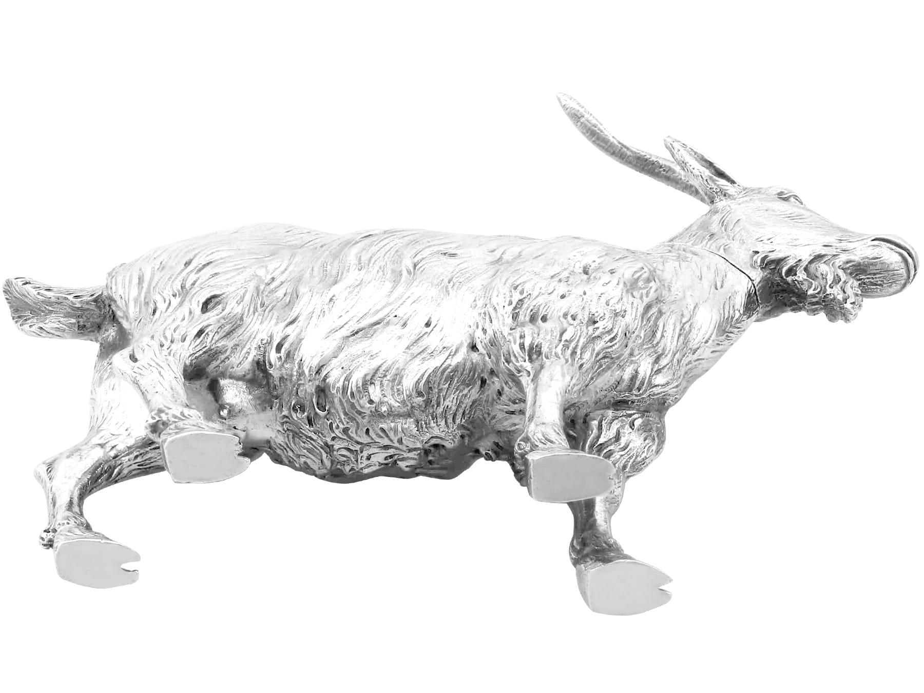 Antique German Sterling Silver Goat Sugar Box 1901 im Angebot 10