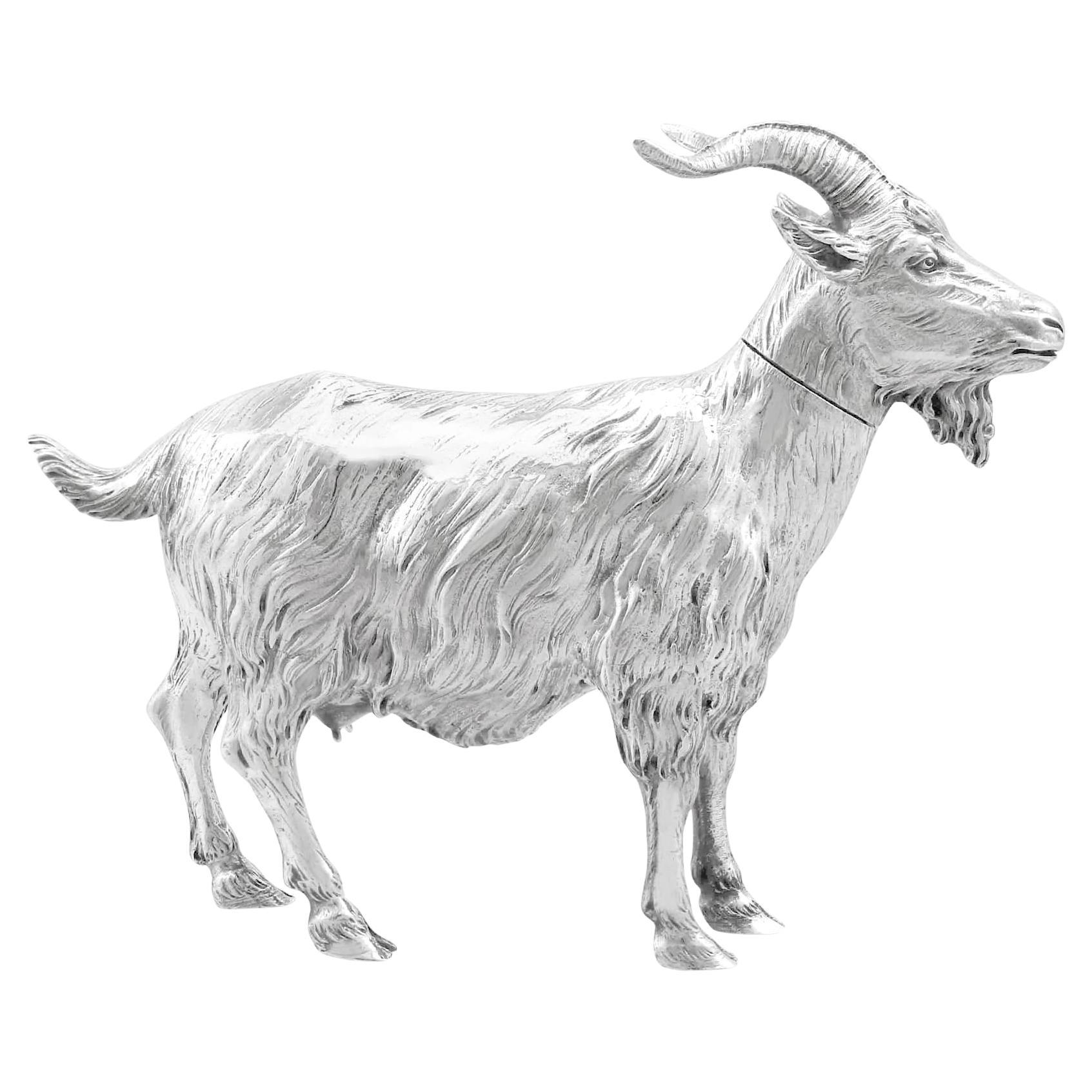 Antique German Sterling Silver Goat Sugar Box 1901